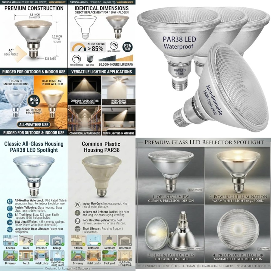 Led Flood Light - Cam Reflektörlü PAR38 LED Ampuller, Sıcak