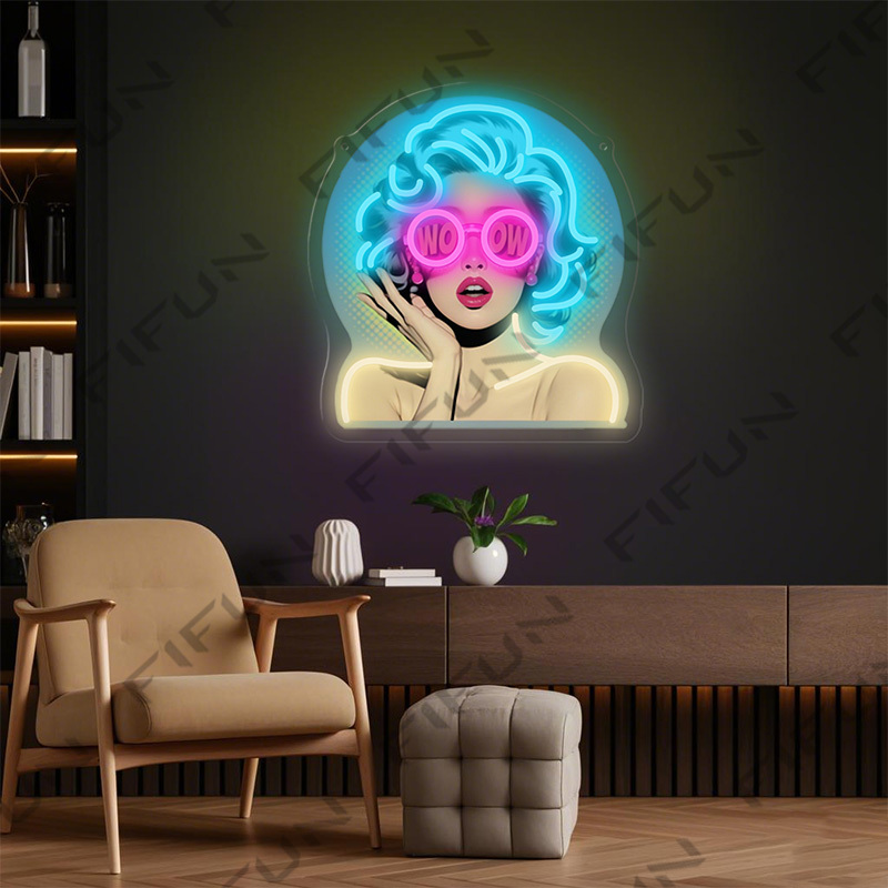 WOW Curl Girl Neon Tabela UV B - Outdoor Lighting Decor Wow incelemesi ve fiyatı
