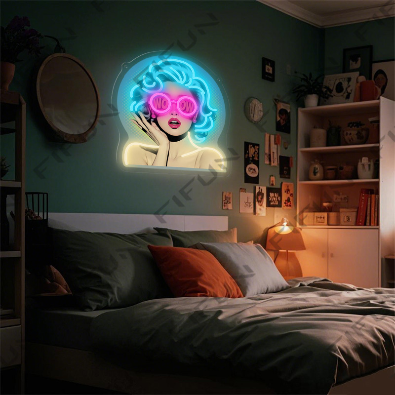 WOW Curl Girl Neon Tabela UV B - Outdoor Lighting Decor Wow incelemesi ve fiyatı